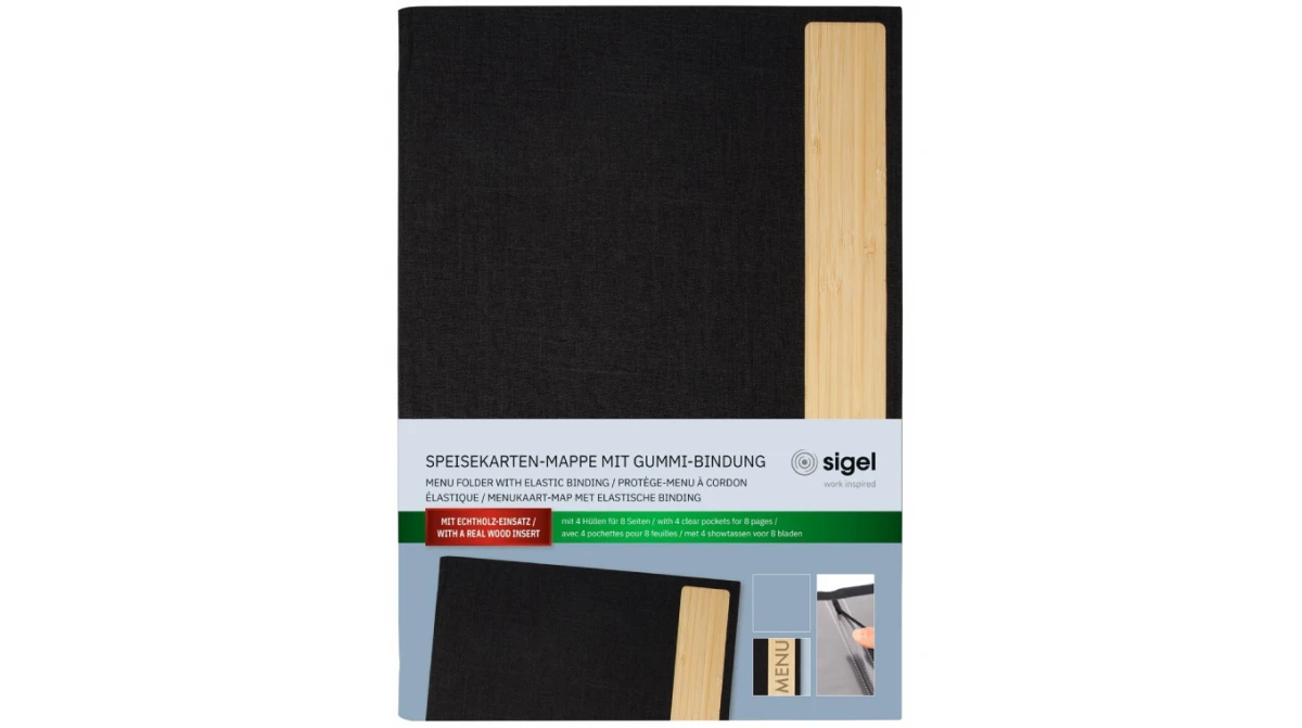 SIGEL Speisekarten-Mappe - mit Gummibindung - für 8 Seiten