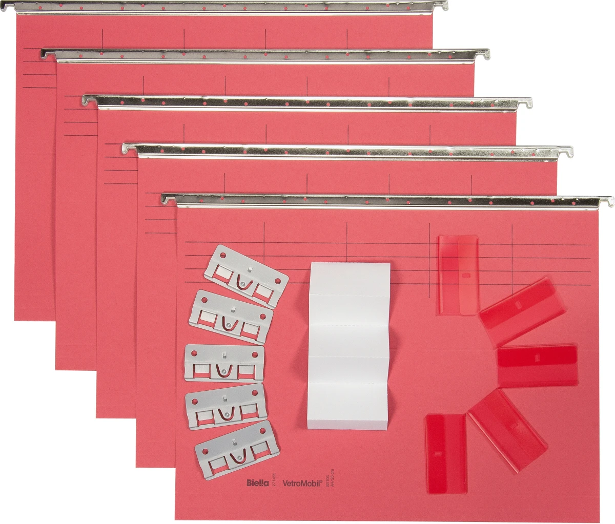Biella Original Hängemappen inkl. Zubehör, rot, Pack à 5 Stück